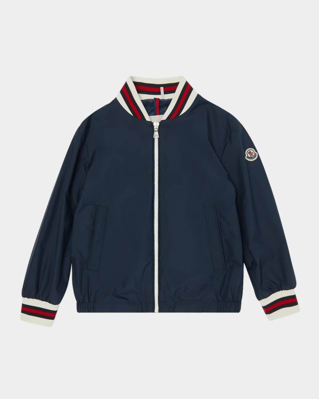 Boy's Maki Bomber with Striped Trim, Size 12-14